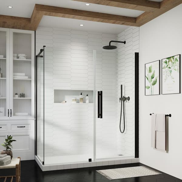 OVE Decors Pasadena 57-13/16 in. W x 72 in. H Rectangular Pivot Frameless Corner Shower Enclosure in Oil Rubbed Bronze