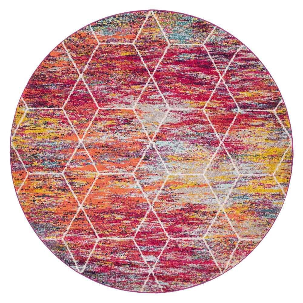 Unique Loom Trellis Frieze Geometric Multi 7 ft. x 7 ft. Area Rug 3151775 The Home Depot