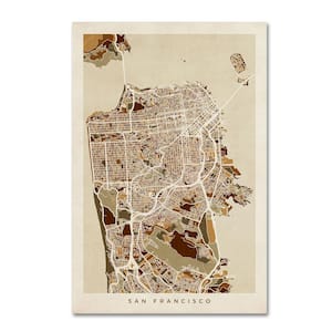 16 in. x 24 in. San Francisco City Street Map by Michael Tompsett Floater Frame Travel Wall Art