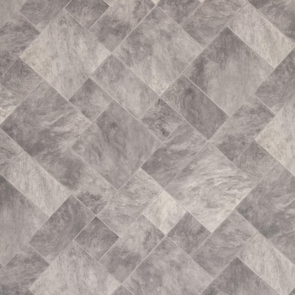 Take Home Sample - Essex Grey Tile 16 MIL Waterproof Vinyl Sheet Flooring