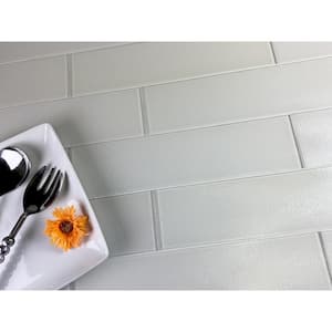 Italian Design Styles White Large Format Subway 4 in. x 16 in. Textured Glass Decorative Tile (1.332 sq.ft/Case)