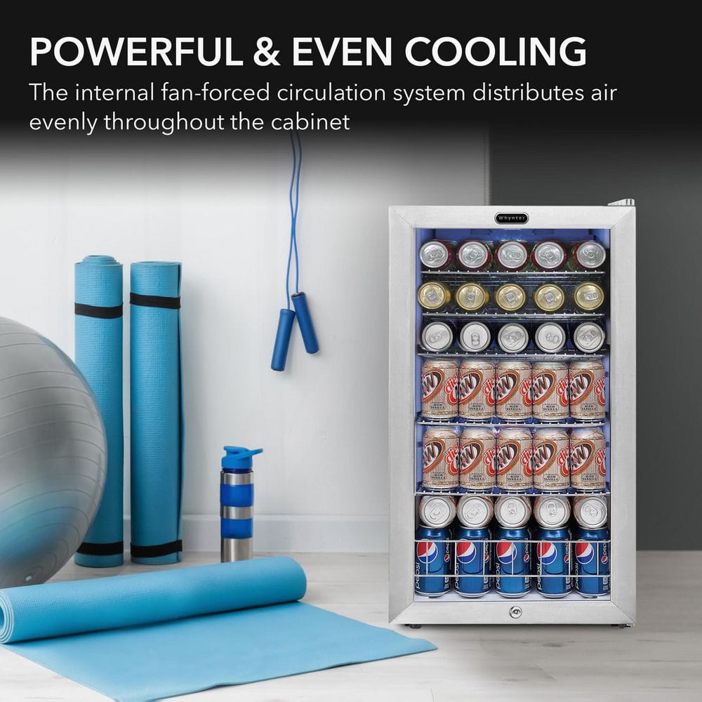 Compact Stainless Steel Freestanding Beverage Refrigerator with Glass Door