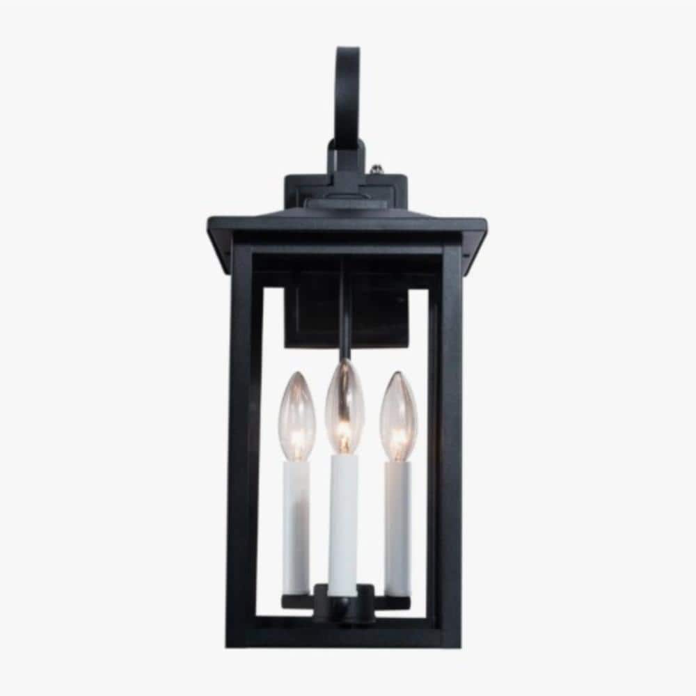19.88 in.3-Lighnt Black Dusk to Dawn Outdoor Metal Wall Sconce Light Fixture For Porch Patio Garage Garden price history on PriceWatchPro