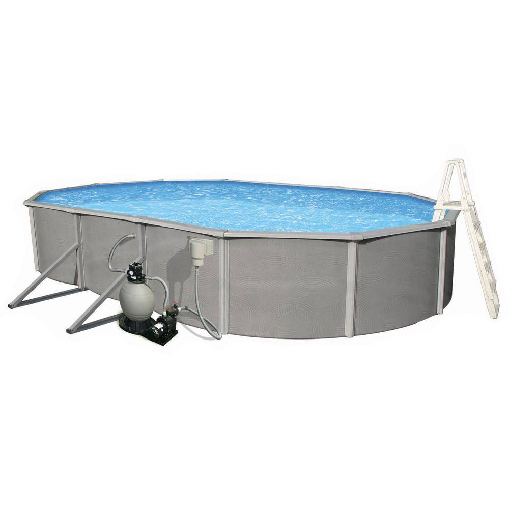 Belize 30' x 15' Oval Steel Above Ground Pool with Pump