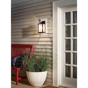 Marimount 12.75 in. 1-Light Black Outdoor Hardwired Wall Lantern Sconce with No Bulbs Included (1-Pack)