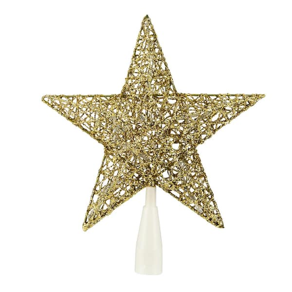 Northlight 10 in. LED Lighted Gold Glittered Star Christmas Tree Topper - Warm White Lights
