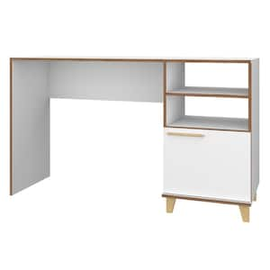 Minetta Mid Century White 2-Shelves Office Desk