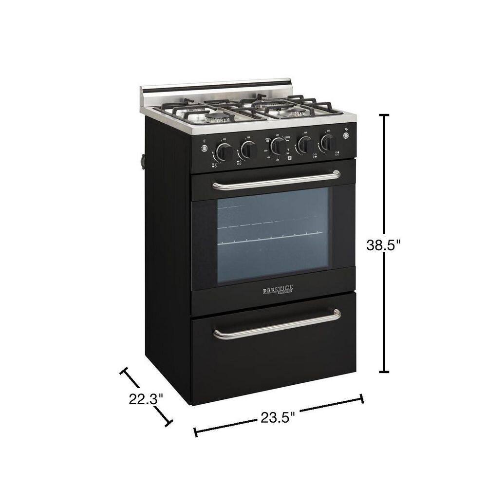 Sleek Modern 24" Black Freestanding Gas Convection Range