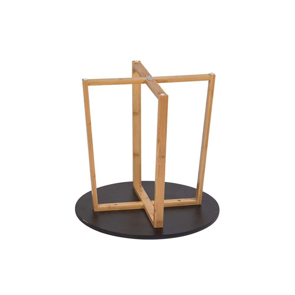 Black Round Bamboo Frame End Table with MDF Top