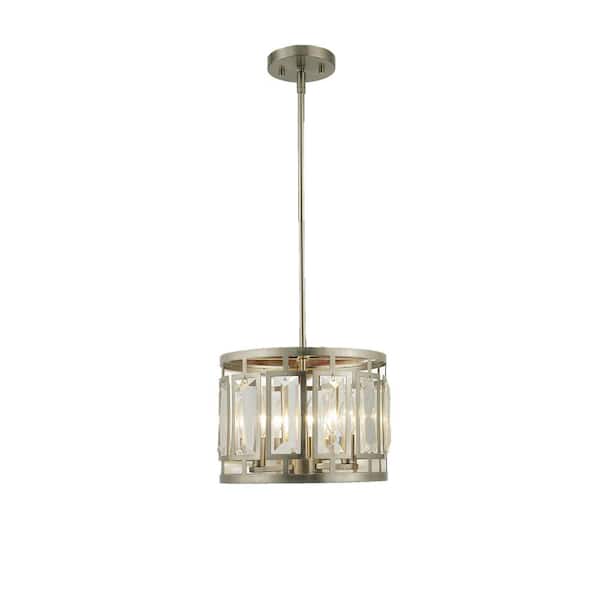 Warehouse of Tiffany Honem 11.5 in. 3-Light Indoor Brass Crystal Pendant Lamp with Light Kit