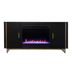 Biddenham 54 in. Color Changing Electric Fireplace Console with Media Storage in Black