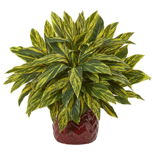 Nearly Natural Indoor Tradescantia Artificial Plant in Red Vase