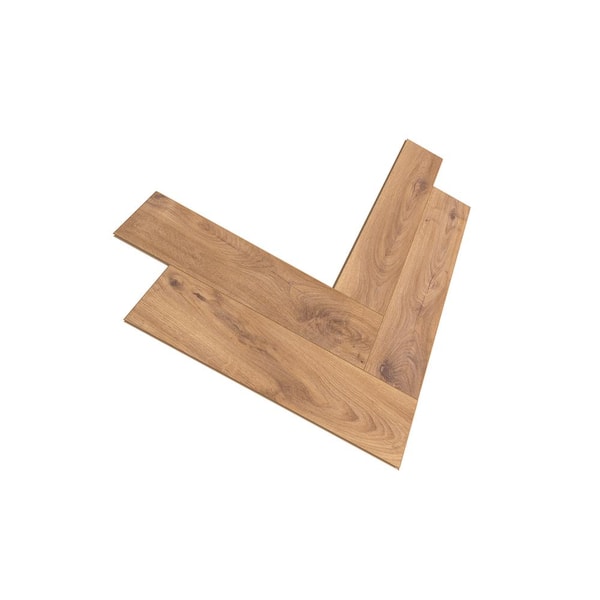 Krono Original Chantilly Oak Herringbone 8mm T x 4.96 in. W Water Resistant Laminate Wood Flooring (9.40 sq. ft./Case)