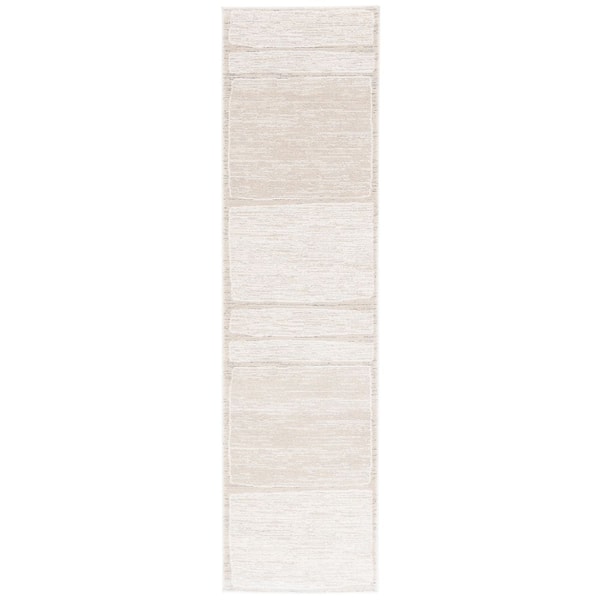 Northport 2 ft. x 10 ft. Ivory/Gray Solid Sector Runner Rug