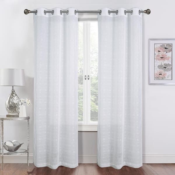 Dainty Home Shimmer Lurex 74 in. x 84 in. Grommet Sheer Panel Pair in White