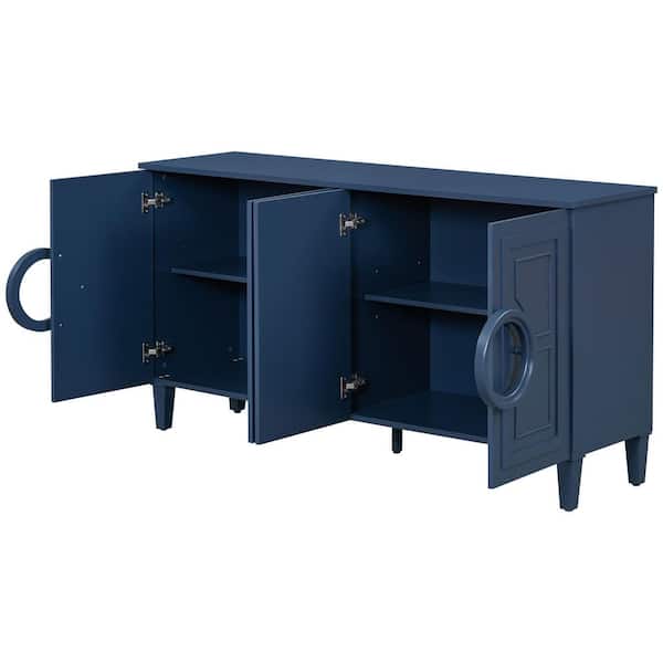 58.9 in. W x 16.3 in. D x 31.7 in. H Bathroom Navy Blue Linen Cabinet