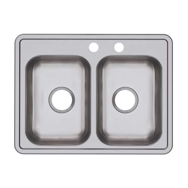 Elkay Dayton 25in. Drop-in 2 Bowl 22 Gauge  Stainless Steel Sink Only and No Accessories