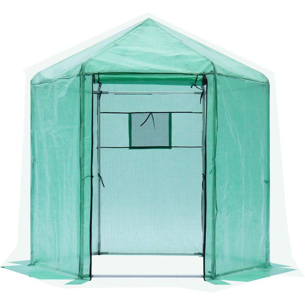 6.9 ft. W x 7.5 ft. D Plastic Metal Shed with Waterproof Walk-in Greenhouse