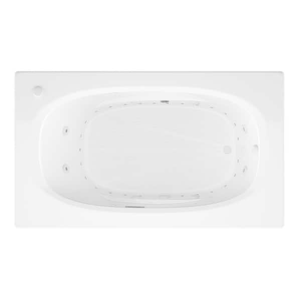 Tiger's Eye Diamond Series 6 ft. Left Drain Rectangular Drop-in Whirlpool and Air Bath Tub in White