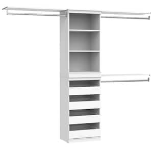 Modular Storage 73.38 in. to 93.43 in. W White Reach-In Tower Wall Mount 5-Shelf Wood Closet System
