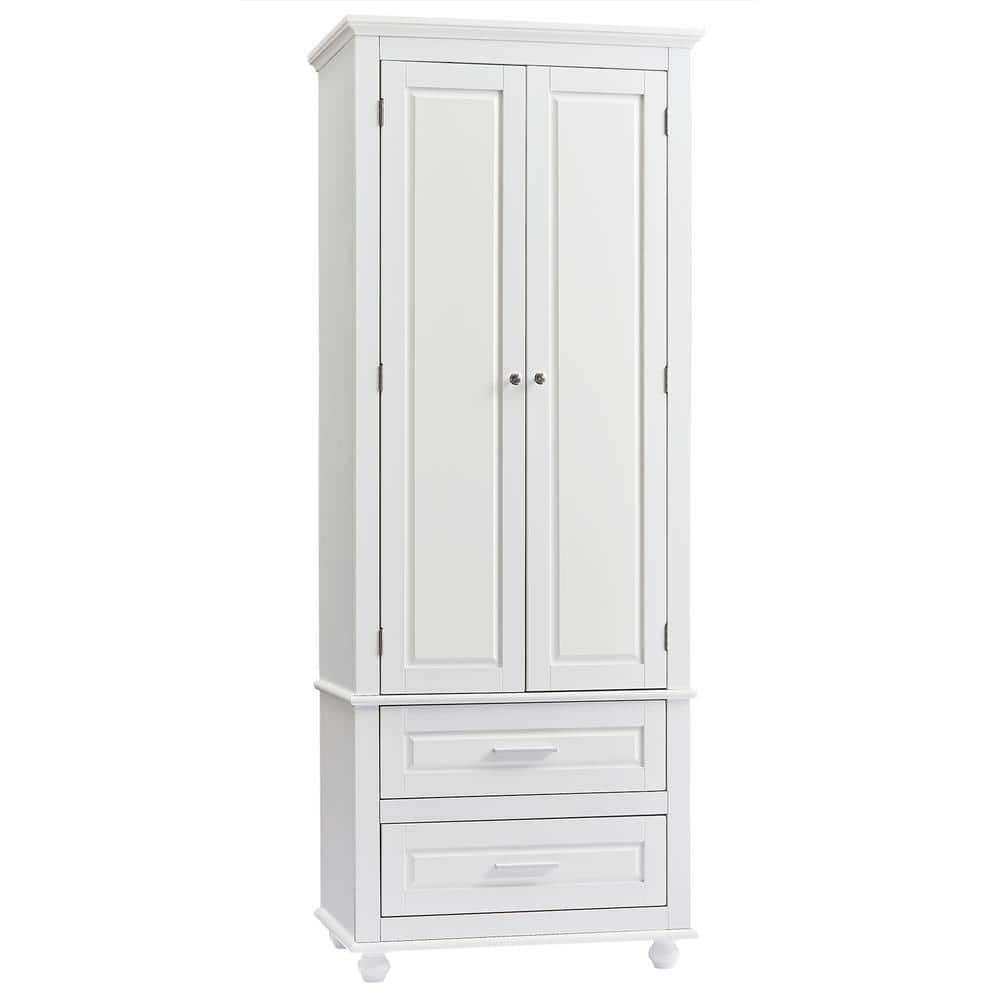 "62.5"" H White Tall Storage Cabinet with Adjustable Shelves Bathroom Cabinet Wooden Cabinet with 2 Drawers Floor Cabinet" price history on PriceWatchPro