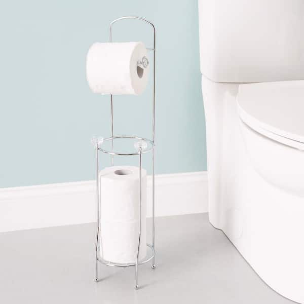 Home Basics Bath Tissue Reserve, Free Standing Bathroom Toilet Paper Holder Stand With Reserve