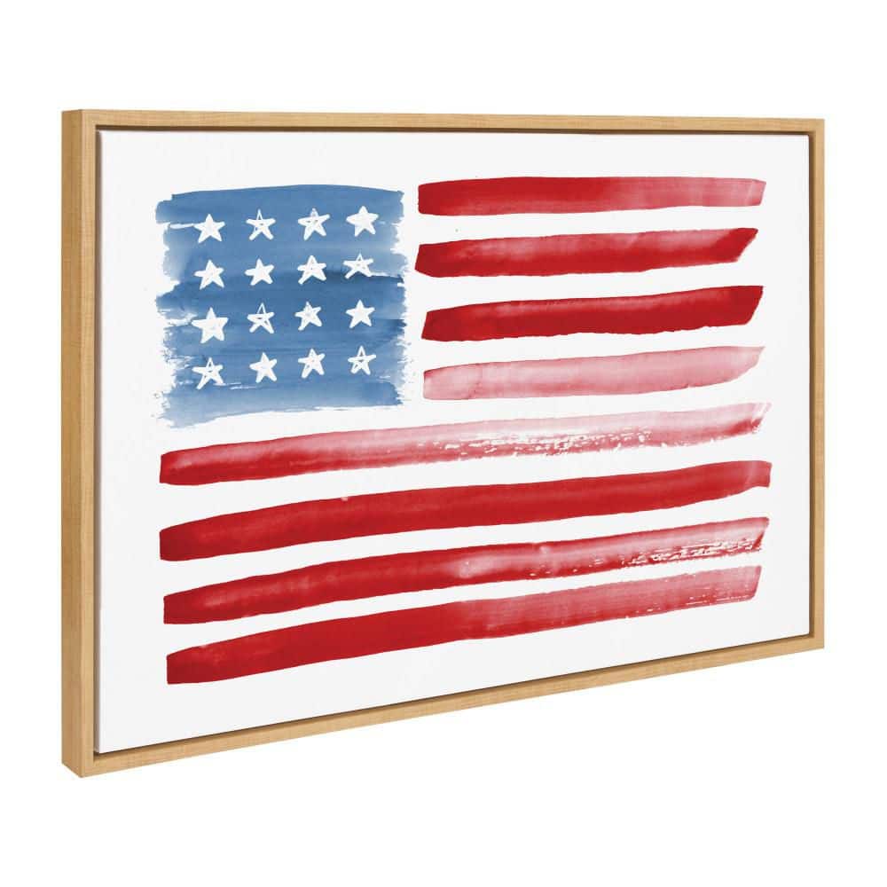Natural Framed American Flag Canvas Print, 23" x 33"