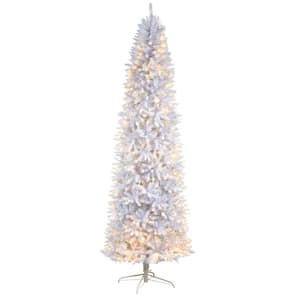 9 ft. White Pre-Lit LED Slim Artificial Christmas Tree with 600 Warm White Lights
