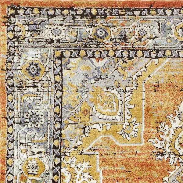 Mabel Rust/Navy/Multi 2 ft. 2 in. X 7 ft. 7 in. Oriental Indoor Area Rug