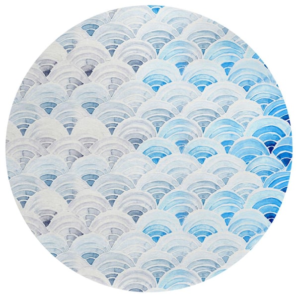 Addison Rugs Surfside Blue 8 ft. x 8 ft. Geometric Indoor/Outdoor Area Rug