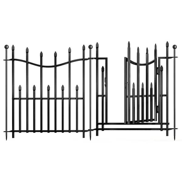 24in H Heavy-Duty Rustproof Metal Panels No Dig Decorative Garden Fence with Gate Portable Temporary Outdoor Dog Barrier