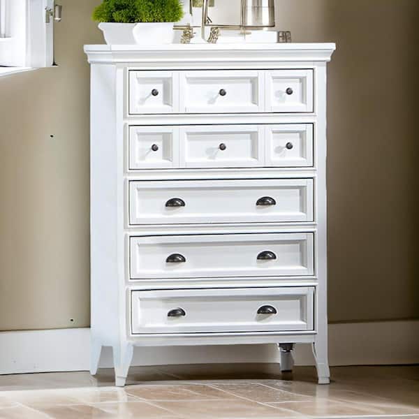 Benjara White 6-Drawers 36 in. Dresser Without Mirror