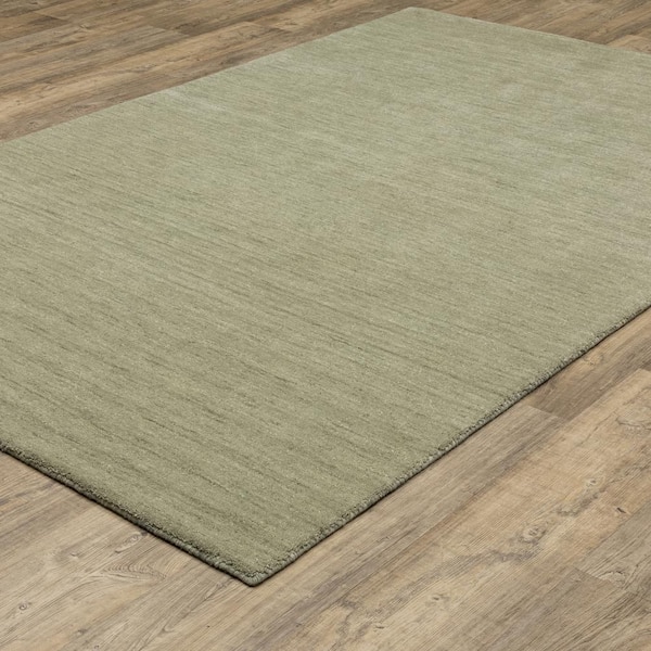 Allaire Sage 6 ft. x 9 ft. Solid Heathered Hand-Made 100% Wool Indoor Area Rug