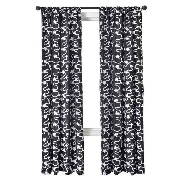 null Sheer Black/White Bliss Rod Pocket Curtain - 54 in.W x 96 in. L
