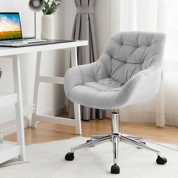 grey crushed velvet office chair