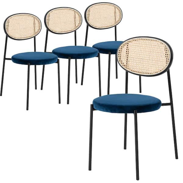 Leisuremod Euston Navy Blue Velvet Dining Chair Set of 4