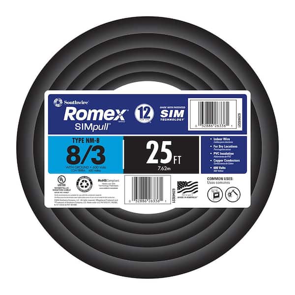 25 ft. 8/3 Stranded Romex SIMpull CU NM-B W/G Wire