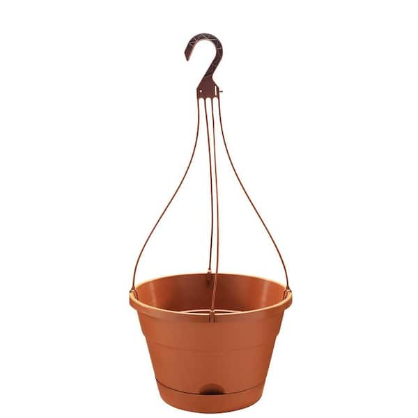 Southern Patio Newbury 12.75 in. Light Terracotta Resin Self-Watering Hanging Basket Planter