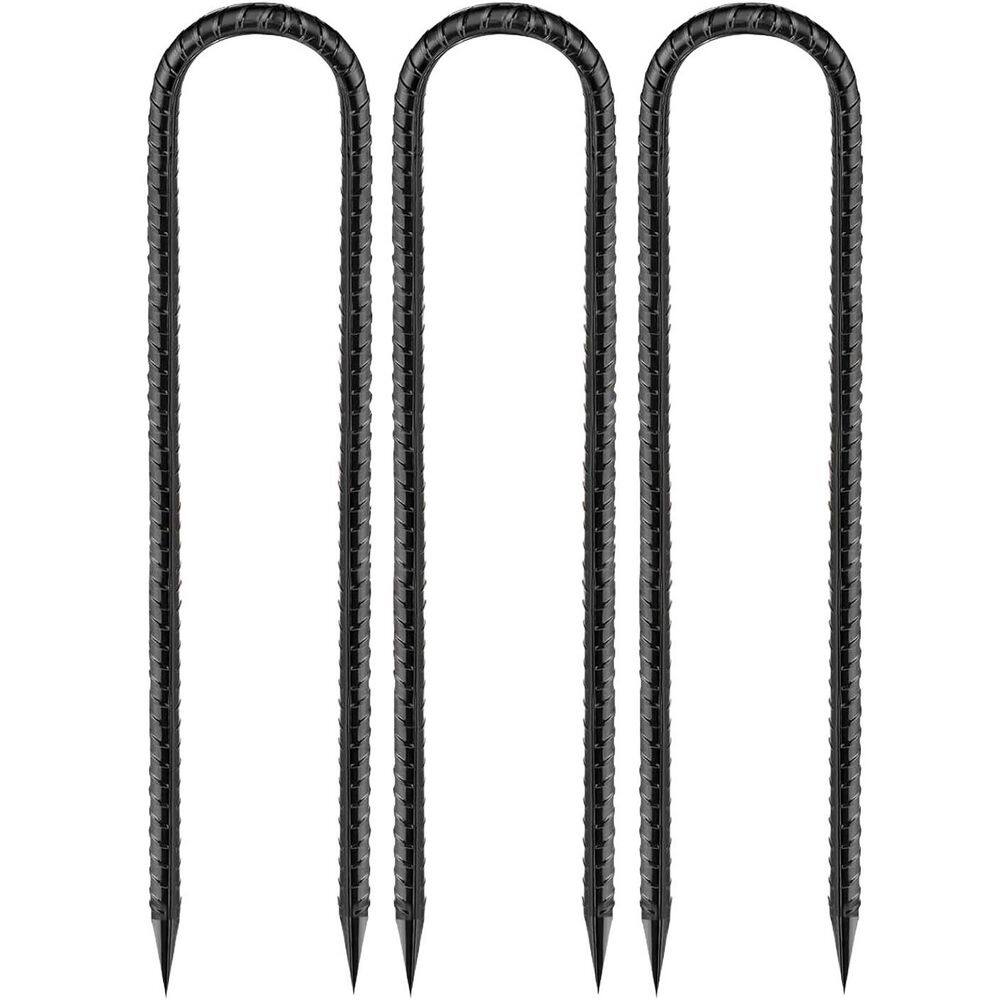 0.3 in. x 1 ft. Rebar Stake Ground Stake Black Heavy Duty Anti-Rust U-Hook for Garden Stakes Fence Chicken Coop 6-Pieces price history on PriceWatchPro
