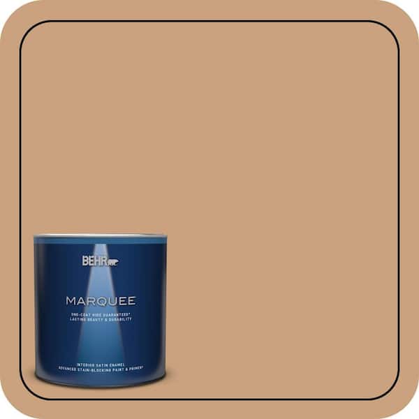 BEHR MARQUEE 1 qt. #270F-4 Peanut Butter One-Coat Hide Satin Enamel Interior Paint & Primer