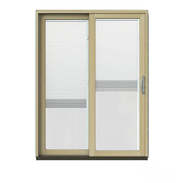 JELD-WEN 60 in. x 80 in. W-2500 Contemporary Bronze Clad Wood Left-Hand Full Lite Sliding Patio Door w/Unfinished Interior
