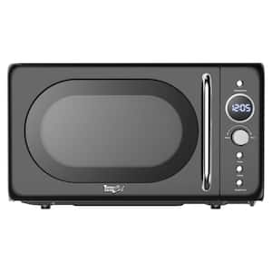 Retro Microwave Oven, 700W, 0.7 Cu Ft, Digital Quick Start & Defrost, 8 Pre-Set Functions, Black