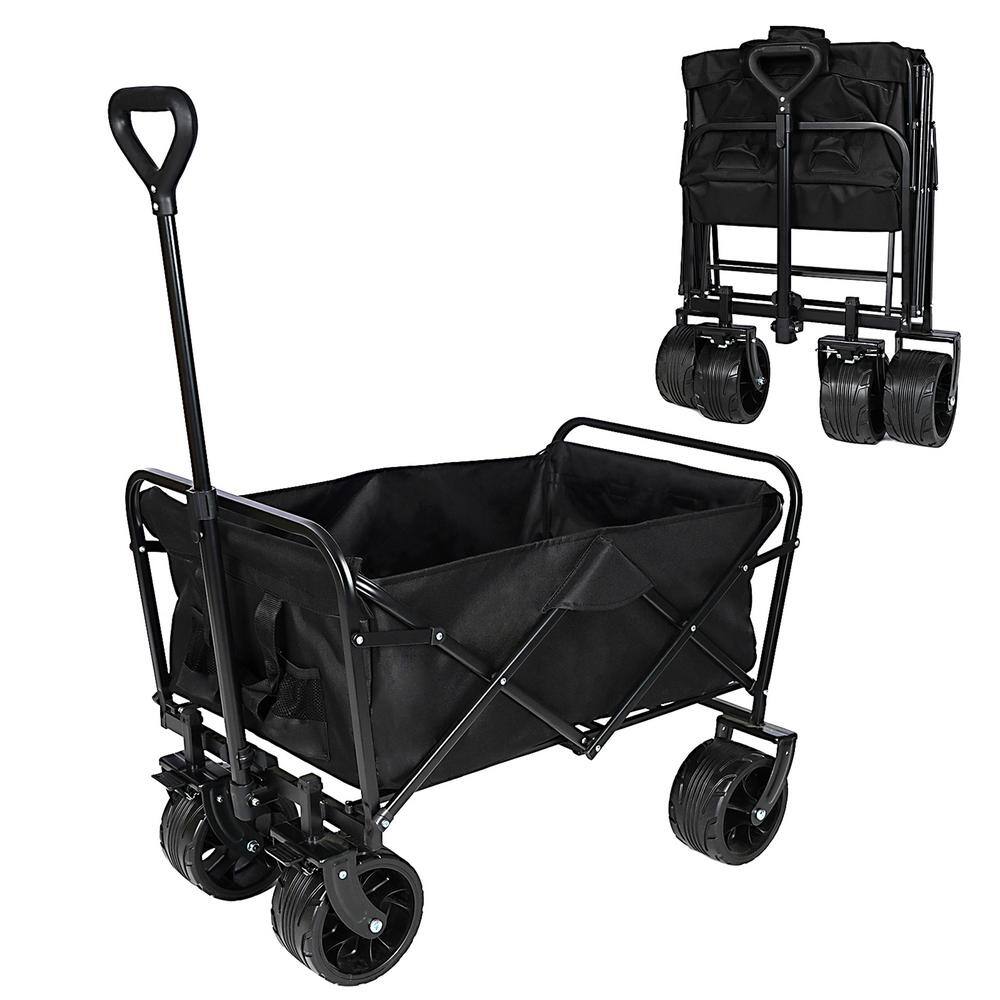 3.5 cu. ft. Black Metal Collapsible Folding Beach Wagon Garden Cart with Big Wheels price history on PriceWatchPro