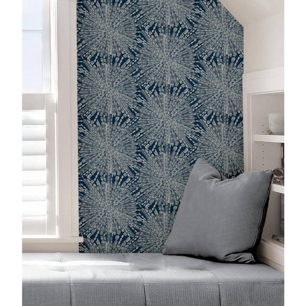 Navy Sunburst Peel & Stick Geometric Wallpaper Roll