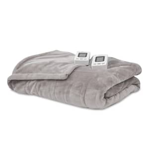 Soft Grey Polyester Fleece King Warming Blanket