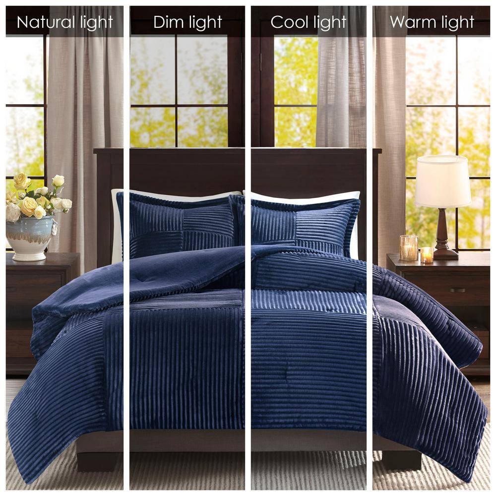 Navy Full Down Alternative Microfiber Reversible Bedspread Set