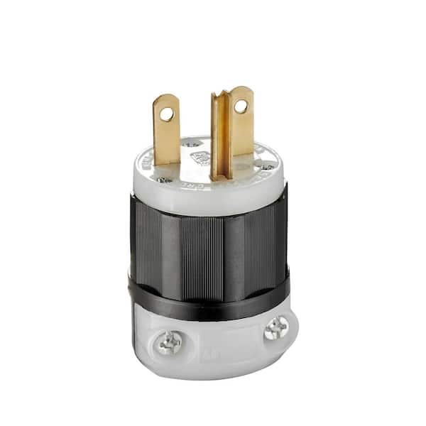 Leviton 15 Amp 250-Volt NEMA Industrial-Grade Straight Blade Plug, Black and White