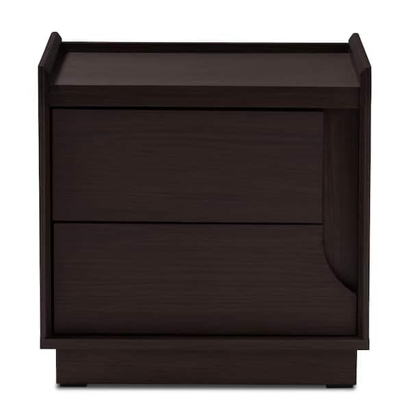 Baxton Studio Larsine 2 Drawer Wenge Brown Nightstand 148 8261 HD