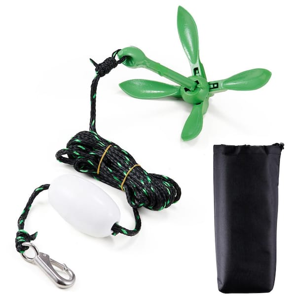 SKYSHALO Kayak Anchor Kit 3.5 lbs. Paddle Board Anchor Kit with 26.2 ft./8 m Rope and Buoy, Folding Small Boat Anchor
