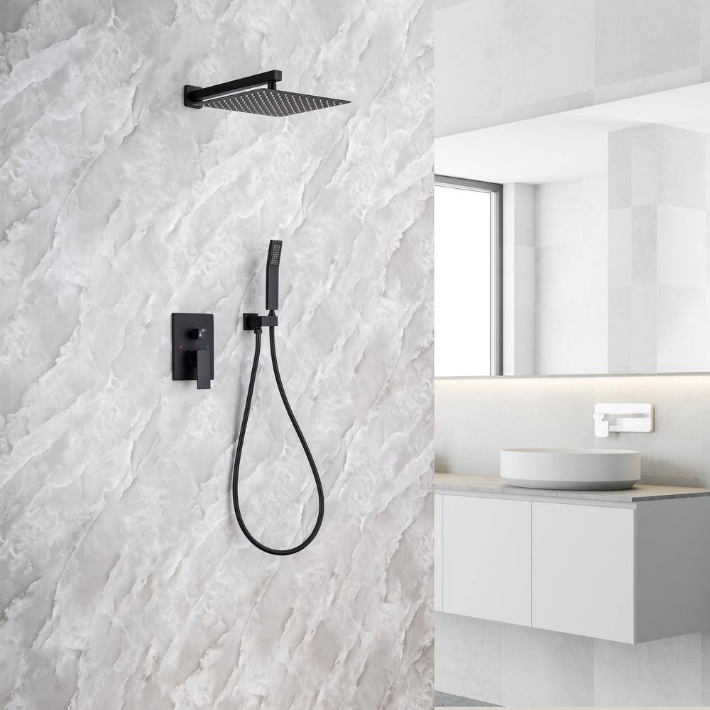 Matte Black Dual Function Square Rain Shower System
